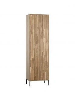 Armoire 2 portes façade en bois de chêne nervuré Avourio, larg. 60 x haut. 210 cm