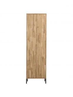 Armoire 2 portes fa&ccedil;ade en bois de ch&ecirc;ne nervur&eacute; Avourio, larg. 60 x haut. 210 cm -Entrée & couloir Soldes Armoire 2 portes facade en bois de chene nervure Avourio 3