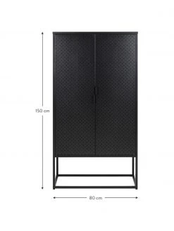 Westwing Collection Armoire industrielle en m&eacute;tal noir Neptun, larg. 80 x haut. 150 cm -Entrée & couloir Soldes Armoire industrielle en metal noir Neptun 2