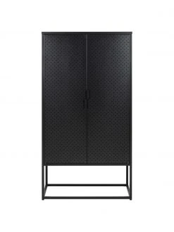 Westwing Collection Armoire industrielle en métal noir Neptun, larg. 80 x haut. 150 cm