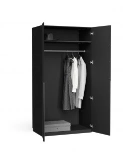 Westwing Collection Armoire modulaire noire Leon, largeur 100 cm, plusieurs variantes, Basic Interior, hauteur 200 cm -Entrée & couloir Soldes Armoire modulaire noire Leon largeur 100 cm plusieurs variantes 2