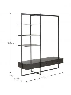 Westwing Collection Armoire ouverte noire Pacey, larg. 150 x haut. 180 cm -Entrée & couloir Soldes Armoire ouverte noire Pacey 2