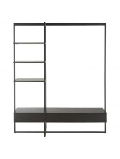 Westwing Collection Armoire ouverte noire Pacey, larg. 150 x haut. 180 cm -Entrée & couloir Soldes Armoire ouverte noire Pacey 3