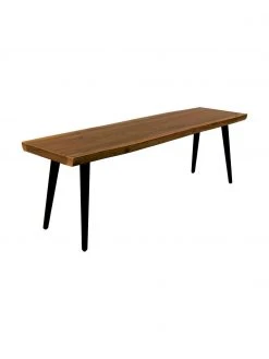 Dutchbone Banc à lignes bois naturel Alagon, larg. 140 x haut. 45 cm