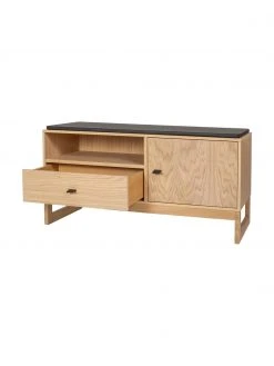 Woodman Banc avec tiroir et tablette en bois Slussen, larg. 100 x haut. 50 cmDisponibilité limitée -Entrée & couloir Soldes Banc avec tiroir et tablette en bois Slussen 5