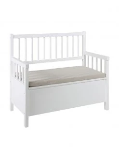 Banc blanc avec rangement Emma, larg. 90 x haut. 85 cm