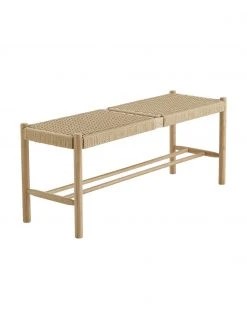 Banc bois beige avec cannage Ellan, larg. 110 x haut. 45 cm