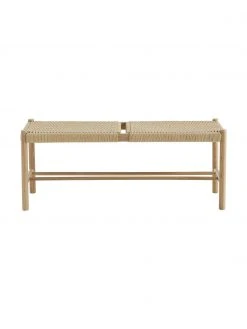 Banc bois beige avec cannage Ellan, larg. 110 x haut. 45 cm -Entrée & couloir Soldes Banc bois beige avec cannage Ellan 3