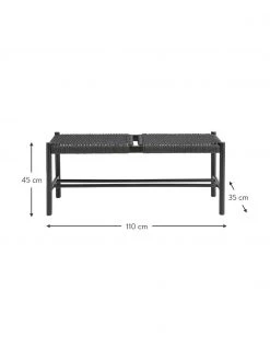 Banc bois noir avec cannage Ellan, larg. 110 x haut. 45 cm -Entrée & couloir Soldes Banc bois noir avec cannage Ellan 2
