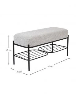 Banc bouclée avec rangement Milou, larg. 90 x haut. 45 cm -Entrée & couloir Soldes Banc bouclee avec rangement Milou 2