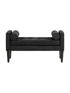 Banc bout de lit capitonné noir/blanc Mia, larg. 115 x haut. 61 cm -Entrée & couloir Soldes Banc bout de lit capitonne noirblanc Mia 2