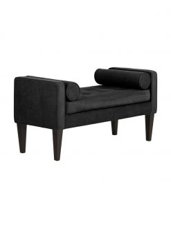 Banc bout de lit capitonné noir/blanc Mia, larg. 115 x haut. 61 cm