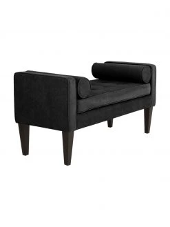 Banc bout de lit capitonné noir/blanc Mia, larg. 115 x haut. 61 cm -Entrée & couloir Soldes Banc bout de lit capitonne noirblanc Mia 3