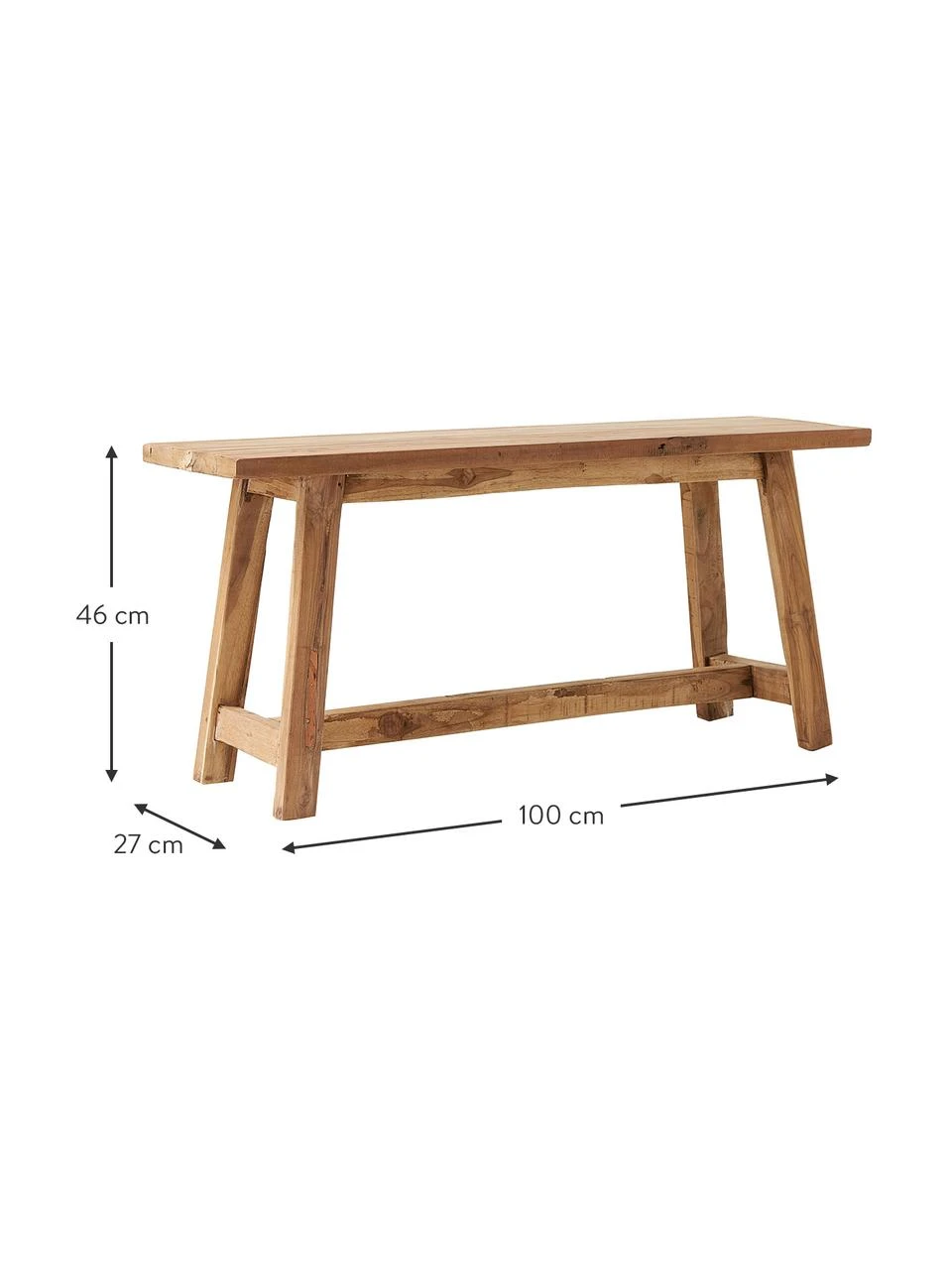 Westwing Collection Banc décoratif teck recyclé Lawas, larg. 100 x haut. 46 cm 3 Westwing Collection Banc décoratif teck recyclé Lawas, larg. 100 x haut. 46 cm – Image 3