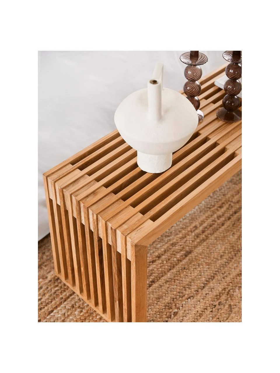 Banc en bois de teck Rib, larg. 104 x haut. 43 cm 3 Banc en bois de teck Rib, larg. 104 x haut. 43 cm – Image 3