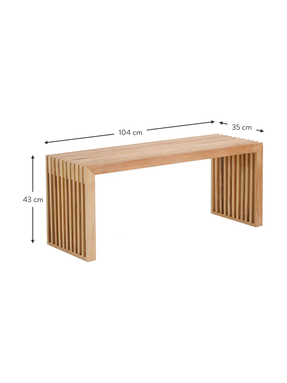 Banc en bois de teck Rib, larg. 104 x haut. 43 cm 4 Banc en bois de teck Rib, larg. 104 x haut. 43 cm – Image 4