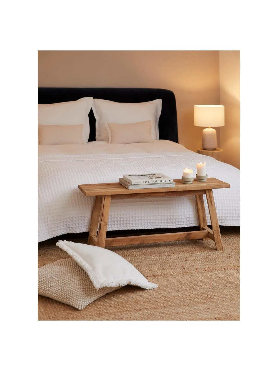 Westwing Collection Banc en bois de teck recyclé Dekorative, larg. 120 x haut. 45 cm 2 Westwing Collection Banc en bois de teck recyclé Dekorative, larg. 120 x haut. 45 cm – Image 2