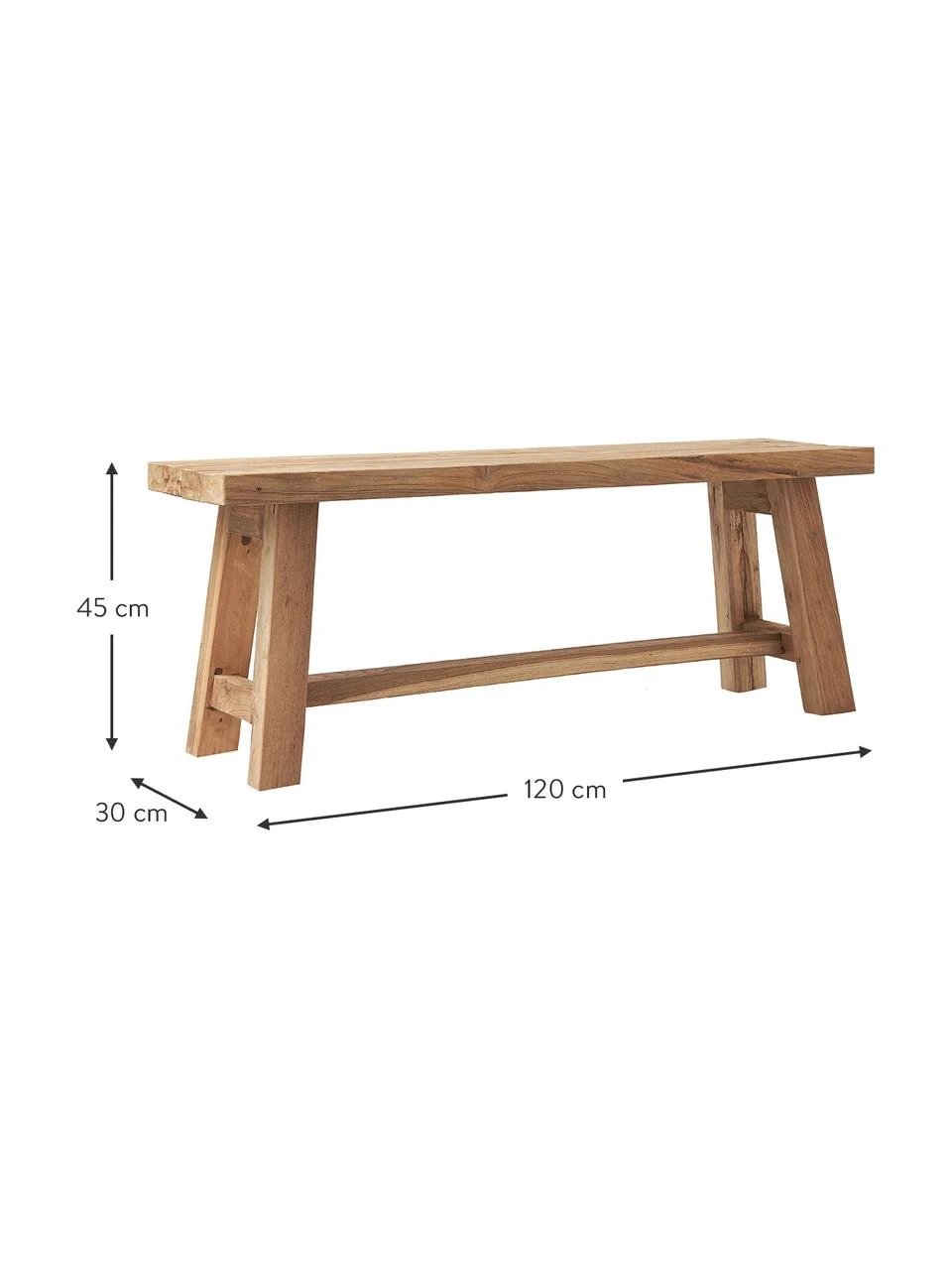 Westwing Collection Banc en bois de teck recyclé Dekorative, larg. 120 x haut. 45 cm 3 Westwing Collection Banc en bois de teck recyclé Dekorative, larg. 120 x haut. 45 cm – Image 3