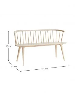 Banc en bois d'hévéa blanc crème Jolina, larg. 134 x haut. 76 cm -Entrée & couloir Soldes Banc en bois dhevea blanc creme Jolina 2