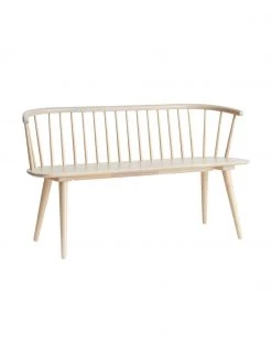 Banc en bois d'hévéa blanc crème Jolina, larg. 134 x haut. 76 cm