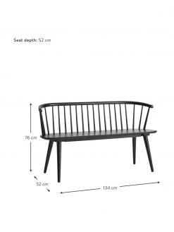 Banc en bois d'hévéa noir Jolina, larg. 134 x haut. 76 cm -Entrée & couloir Soldes Banc en bois dhevea noir Jolina 2