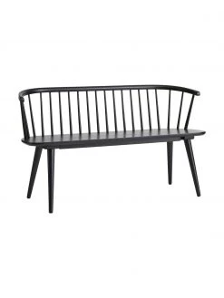 Banc en bois d'hévéa noir Jolina, larg. 134 x haut. 76 cm