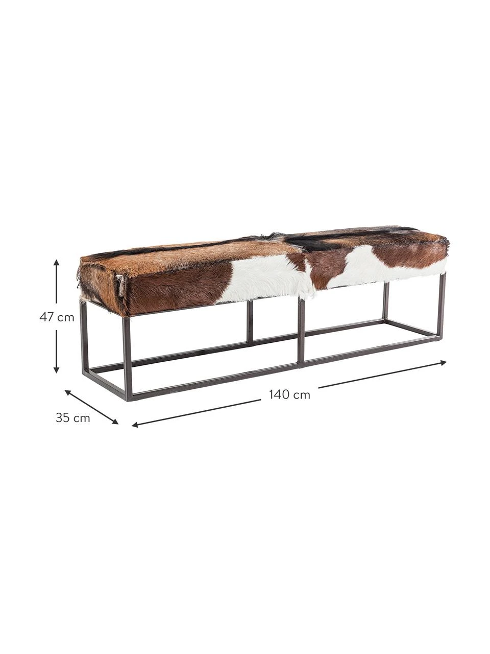 Kare Design Banc en peau de chèvre Country Life, larg. 140 x haut. 47 cm 2 Kare Design Banc en peau de chèvre Country Life, larg. 140 x haut. 47 cm – Image 2