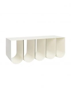 Banc métal blanc Curved, larg. 110 x long. 42 cm