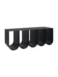 Banc métal noir Curved, larg. 110 x long. 42 cm