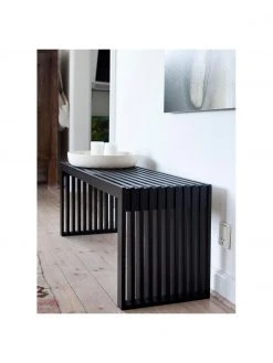 Banc moderne bois massif acajou noir Rib, larg. 104 x haut. 43 cm -Entrée & couloir Soldes Banc moderne bois massif acajou noir Rib 2
