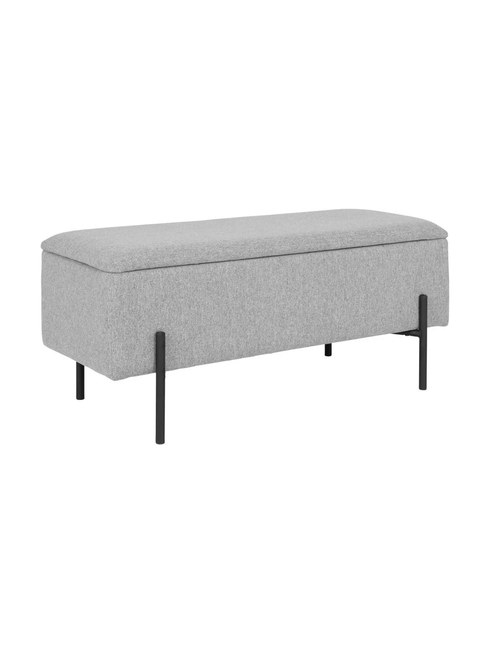 Banc rembourré gris avec rangement Woldorf, larg. 95 x haut. 46 cm 1 Banc rembourré gris avec rangement Woldorf, larg. 95 x haut. 46 cm