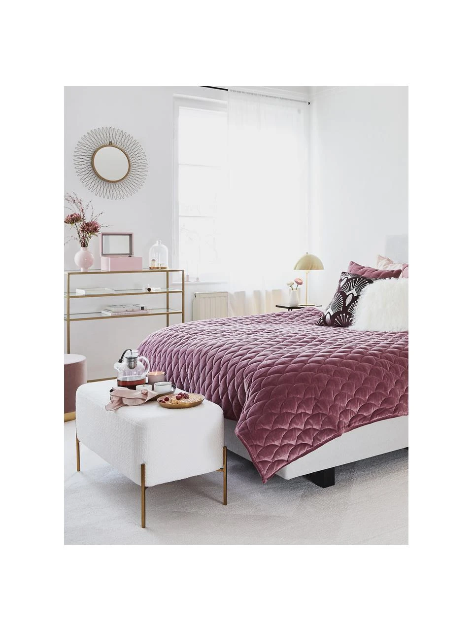 Westwing Collection Banquette en tissu bouclé blanc Harper, larg. 90 x haut. 44 cm 2 Westwing Collection Banquette en tissu bouclé blanc Harper, larg. 90 x haut. 44 cm – Image 2