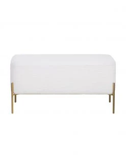 Westwing Collection Banquette en tissu bouclé blanc Harper, larg. 90 x haut. 44 cm 9 Westwing Collection Banquette en tissu bouclé blanc Harper, larg. 90 x haut. 44 cm -Entrée & couloir Soldes Banquette en tissu boucle blanc Harper 3
