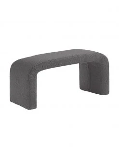 Westwing Collection Banquette moderne grise en tissu bouclé Penelope, larg. 110 x haut. 46 cm