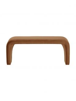 Westwing Collection Banquette moderne velours brun Penelope, larg. 110 x haut. 46 cm -Entrée & couloir Soldes Banquette moderne velours brun Penelope 3