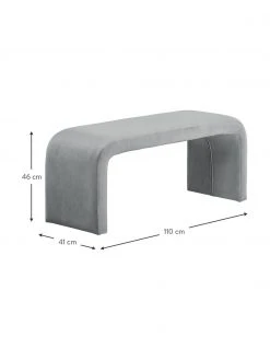 Westwing Collection Banquette moderne velours grise Penelope, larg. 110 x haut. 45 cm -Entrée & couloir Soldes Banquette moderne velours grise Penelope 2