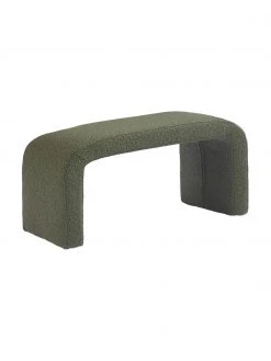 Westwing Collection Banquette moderne verte en tissu bouclé Penelope, larg. 110 x haut. 46 cm