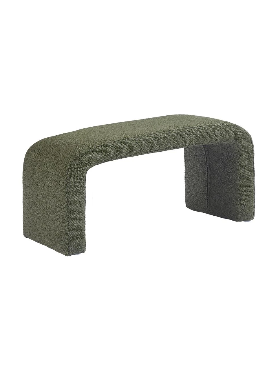 Westwing Collection Banquette moderne verte en tissu bouclé Penelope, larg. 110 x haut. 46 cm 1 Westwing Collection Banquette moderne verte en tissu bouclé Penelope, larg. 110 x haut. 46 cm