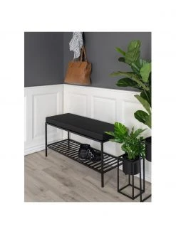 Banquette noire en métal avec coussin d'assise Noel, larg. 100 x haut. 48,5 cm -Entrée & couloir Soldes Banquette noire en metal avec coussin dassise Noel 2
