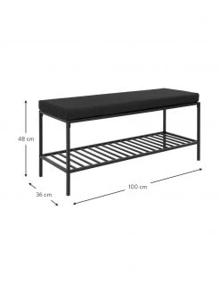 Banquette noire en métal avec coussin d'assise Noel, larg. 100 x haut. 48,5 cm -Entrée & couloir Soldes Banquette noire en metal avec coussin dassise Noel 3
