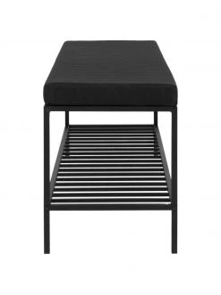 Banquette noire en métal avec coussin d'assise Noel, larg. 100 x haut. 48,5 cm -Entrée & couloir Soldes Banquette noire en metal avec coussin dassise Noel 5
