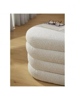 Westwing Collection Banquette tissu boucl&eacute; blanc cr&egrave;me Alto, larg. 110 x haut. 47 cm -Entrée & couloir Soldes Banquette tissu boucle blanc creme Alto 2