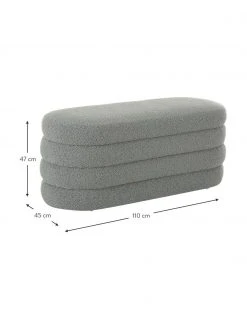 Westwing Collection Banquette tissu bouclé gris Alto, larg. 110 x haut. 47 cm -Entrée & couloir Soldes Banquette tissu boucle gris Alto 2