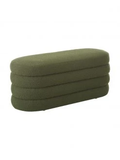 Westwing Collection Banquette tissu bouclé vert Alto, larg. 110 x haut. 47 cm