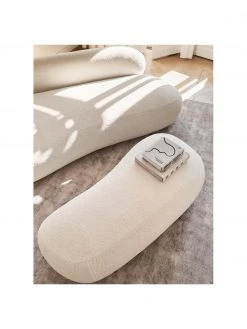 Westwing Collection Banquette tissu peluche couleur cr&egrave;me Alba, larg. 130 x prof. 62 cm -Entrée & couloir Soldes Banquette tissu peluche couleur creme Alba 2