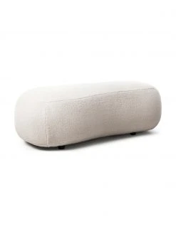 Westwing Collection Banquette tissu peluche couleur crème Alba, larg. 130 x prof. 62 cm