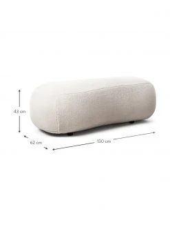 Westwing Collection Banquette tissu peluche couleur cr&egrave;me Alba, larg. 130 x prof. 62 cm -Entrée & couloir Soldes Banquette tissu peluche couleur creme Alba 3