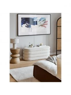 Westwing Collection Banquette velours blanc crème Alto, larg. 110 x haut. 47 cm -Entrée & couloir Soldes Banquette velours blanc creme Alto 2