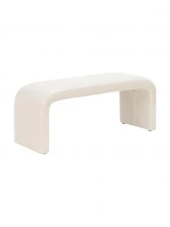 Westwing Collection Banquette velours blanche-créme Penelope, larg. 110 x haut. 46 cm