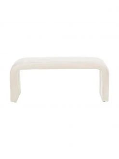Westwing Collection Banquette velours blanche-cr&eacute;me Penelope, larg. 110 x haut. 46 cm -Entrée & couloir Soldes Banquette velours blanche creme Penelope 3